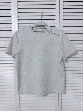 Easy Clothes USA Short Sleeve Top with Shoulder Buttons